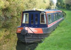 narrowboat moored on the bank of a canal