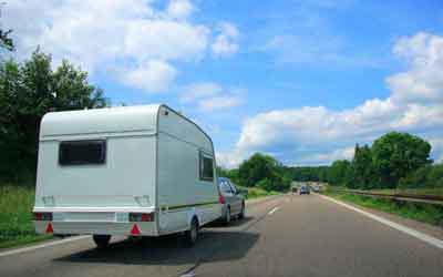 touring caravan on a dual carriageway